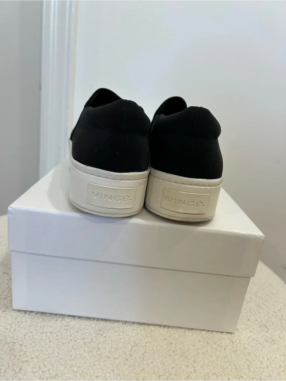 Vince Warren Black Slip-On Platform Sneakers Size 7